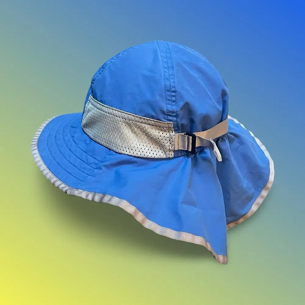 Sunday Afternoons Kids Play Hat Medium 2-5 Yrs Blue Sun Protection Neck Flap